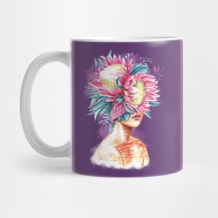 Pretty young girl with protea in hair. Mug